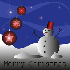 pupazzo di neve e palle di natale