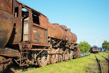 Fototapeta na wymiar old steam locomotive in the rust