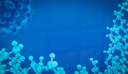 blue scientific background with molecular structure
