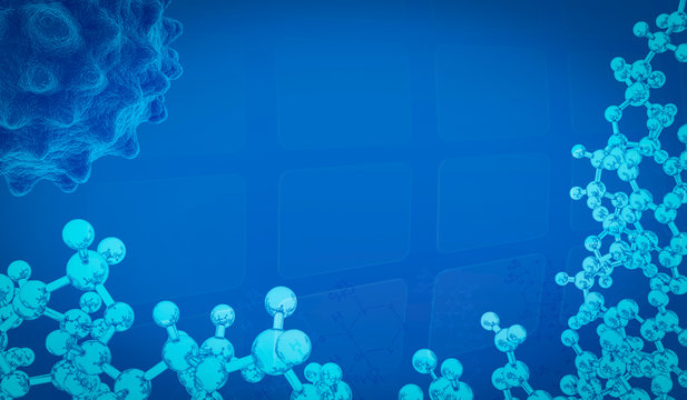 Blue Scientific Background With Molecular Structure