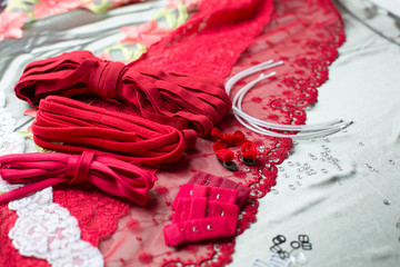 Different types of cloth, textiles for making bras