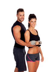 Attractive woman and a personal trainer