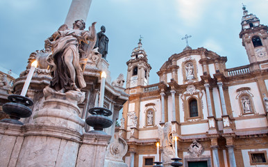 Fototapeta na wymiar Palermo - San Domenico - Saint Dominic church and baroque column
