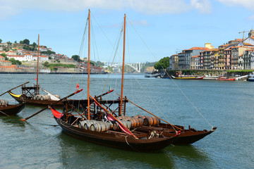 Fototapeta na wymiar Rabelo Boat (Rabelo lodzie), Porto, Portugalia