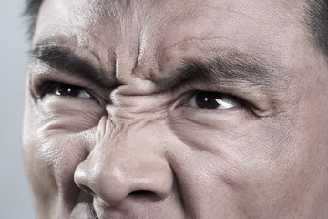 Extreme Close up on angry mans face