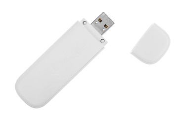 White usb flash drive isolated on the white background