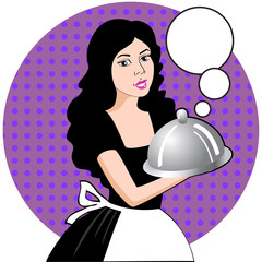 waitress with circle background