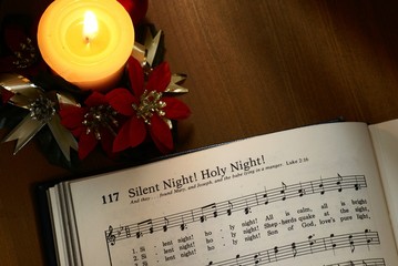 Detail of songbook with christmas carols