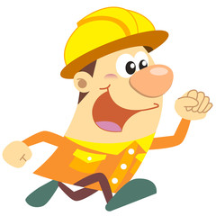 cartoon construction worker with white background
