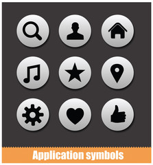 application pictogram symbols set silver color