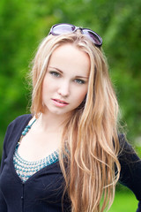 Naklejka premium young woman with long hair