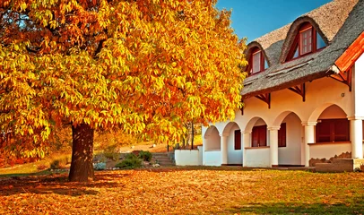 Papier Peint photo Lavable Automne Rural house in autumn
