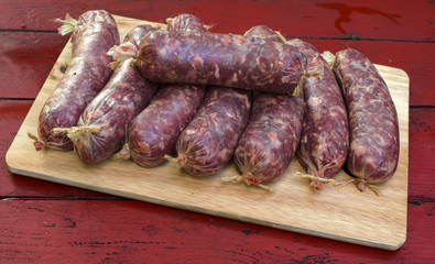 homemade sausages - pork stuffed with minced meat