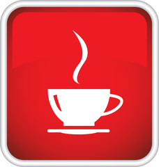 Красный значок с изображением чашки кофе