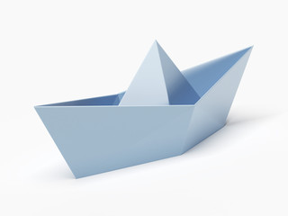 Closeup of a blue paper boat
