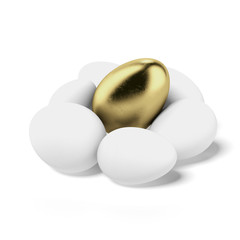 one gold egg lays among common white eggs