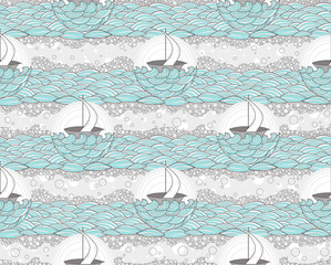 Seamless boat and sea pattern. Cute background for children or t