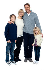 Fototapeta premium Parents with kids isolated on white