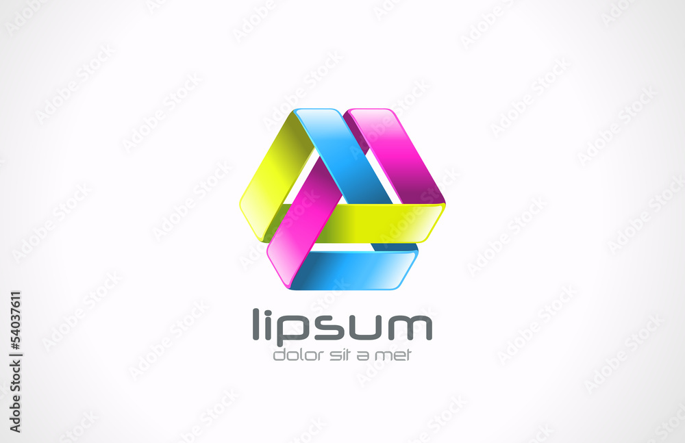 Aufkleber Logo vector design template - Abstract ribbon loop triangle
