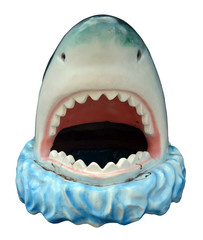 Naklejka premium Isolation Of A Grungy Novelty Plastic Shark's Head
