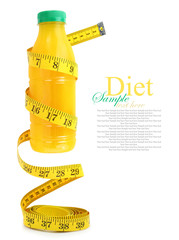 Orange juice with measuring tape