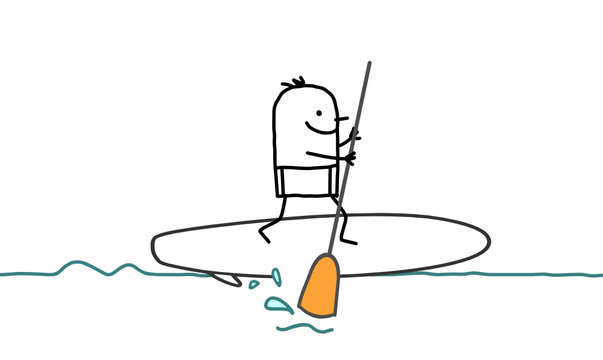 man & stand up paddle