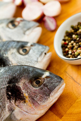 Seafood, fish - fresh sea dorada in cuisine