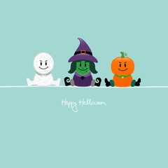 Halloween Mummy, Witch & Pumpkin Retro