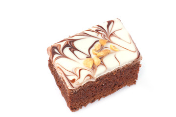 chocolate cake on white background