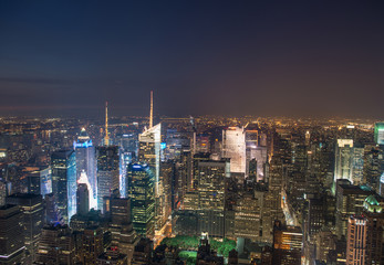 New York. Wonderful night view of Manhattan Skyscrapers and ligh