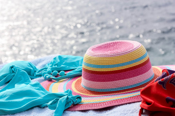 Swimwear and Colorful Hat