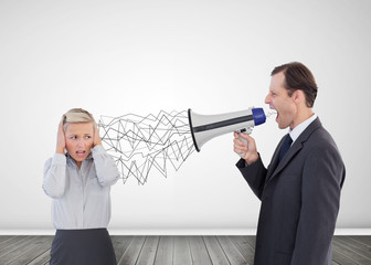 Businessman holding a megaphone
