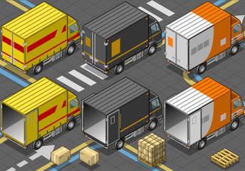 Isometric Delivery Truck in Three Livery