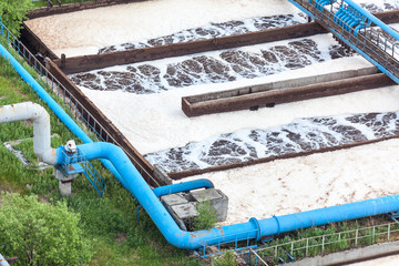 Closeup of treatment industrial water tank