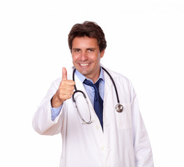 Fototapeta premium Smiling medical doctor showing you ok sign