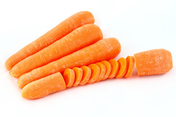 Carrot slices isolated on white background