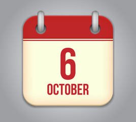 Vector October calendar app icon