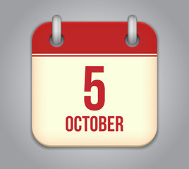 Vector October calendar app icon