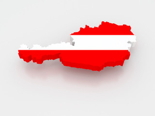 Fototapeta premium Three-dimensional map of Austria.