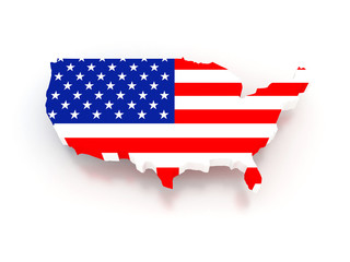 Three-dimensional map of USA.