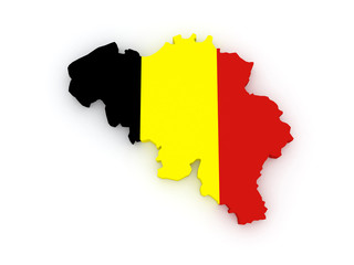 Three-dimensional map of Belgium.