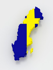 Three-dimensional map of Sweden.