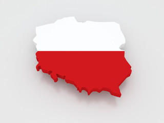 Three-dimensional map of Poland.