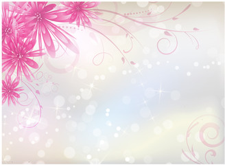 Light background with pink aster flowers
