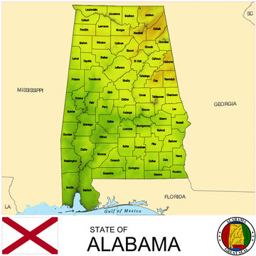 Alabama USA counties name location map background