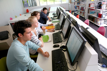 Group of students in computers room