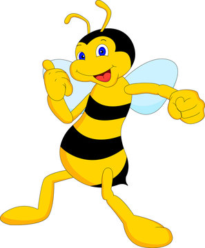 cute bee cartoon thumb up