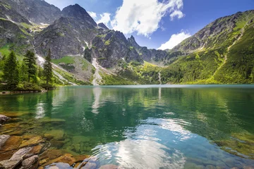Peel and stick wall murals Tatra Mountains Beautiful scenery of Tatra mountains and lake in Poland