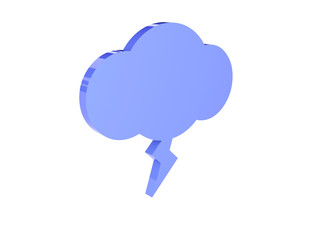 Lighting cloud icon over white background.