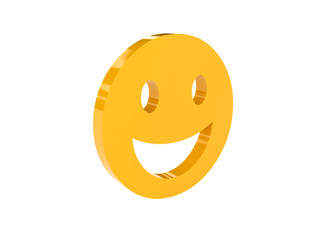 Laugh face icon over white background. Concept 3D illustration.
